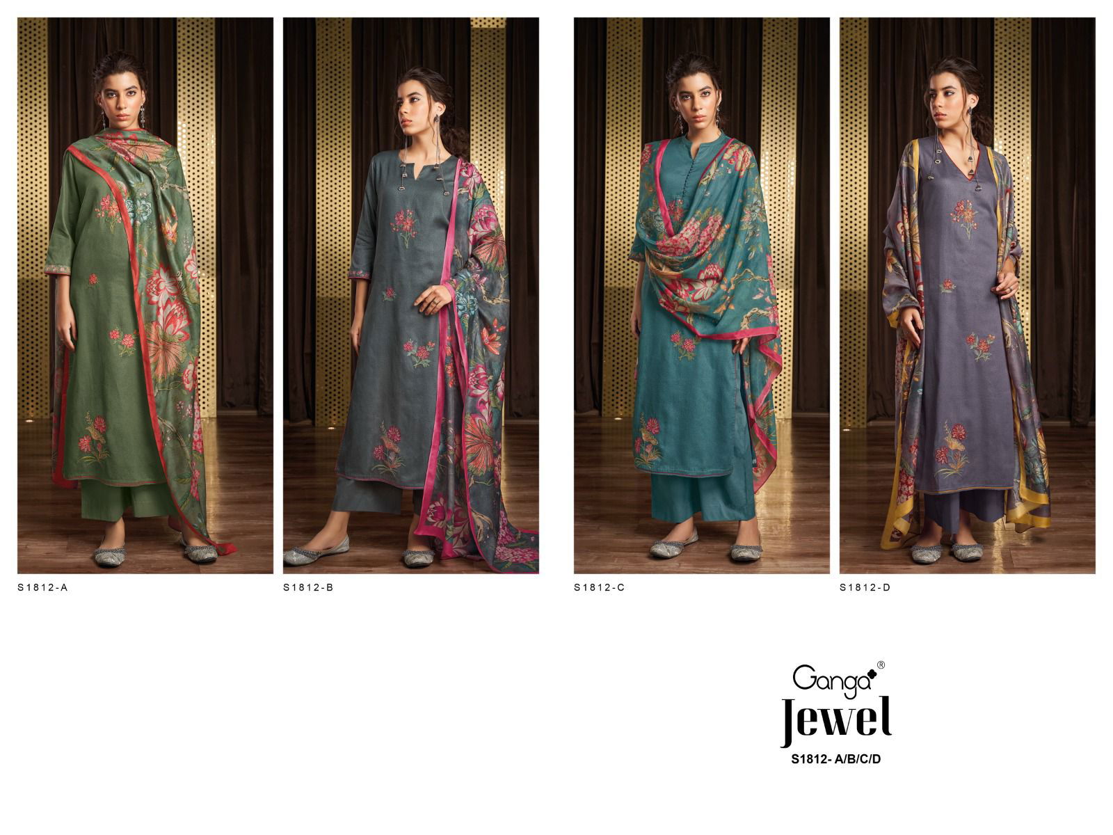 Jewel S1812 By Ganga Printed Designer Salwar Suits Catalog
